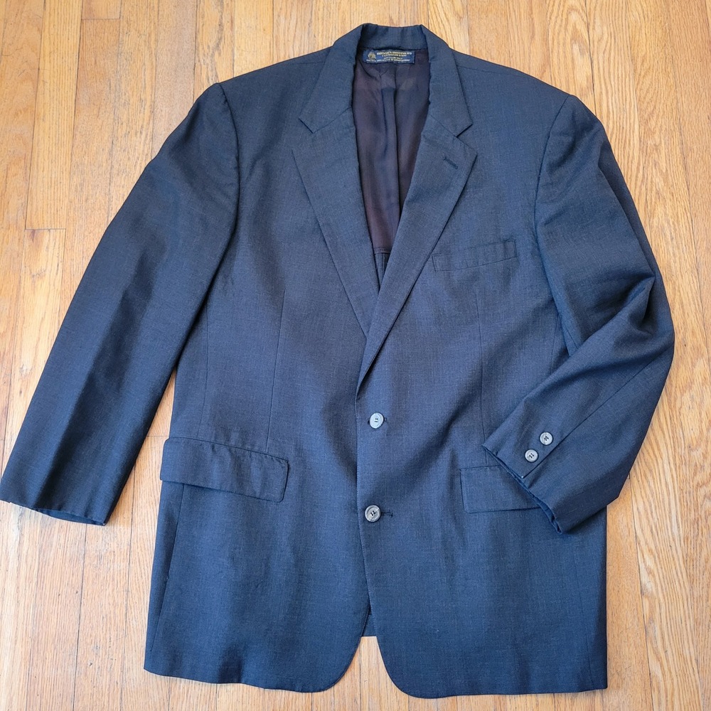 Vintage Brooks Brothers Wool Blazer Charcoal Gray 2 Button USA Unstructured Twee